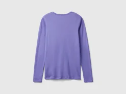 Purple long sleeve t-shirt in 100% cotton