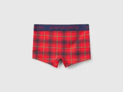 Red and blue tartan boxer shorts