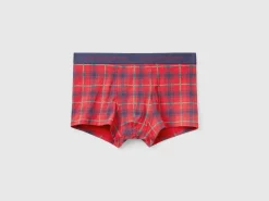 Red and blue tartan boxer shorts