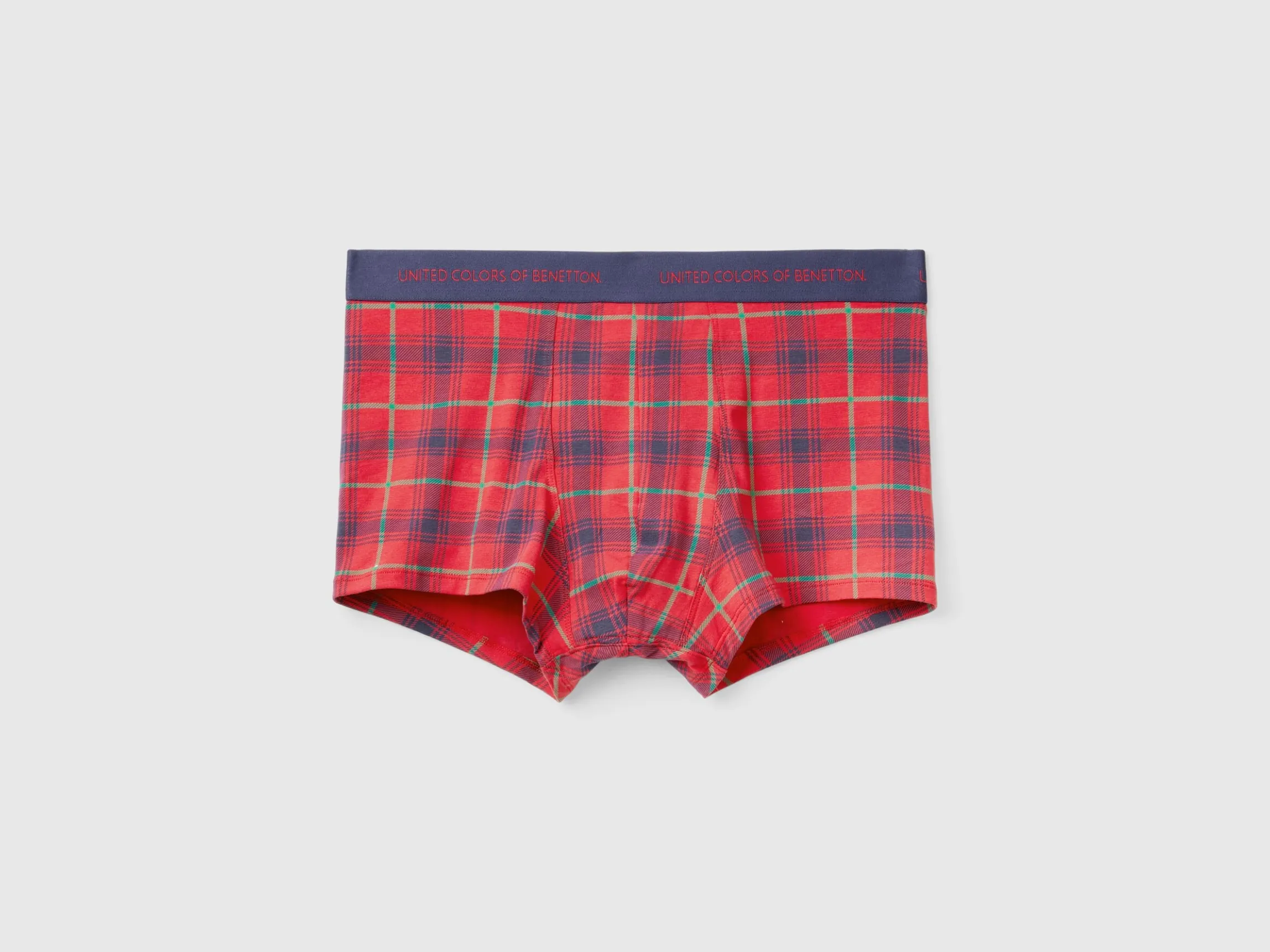 Red and blue tartan boxer shorts