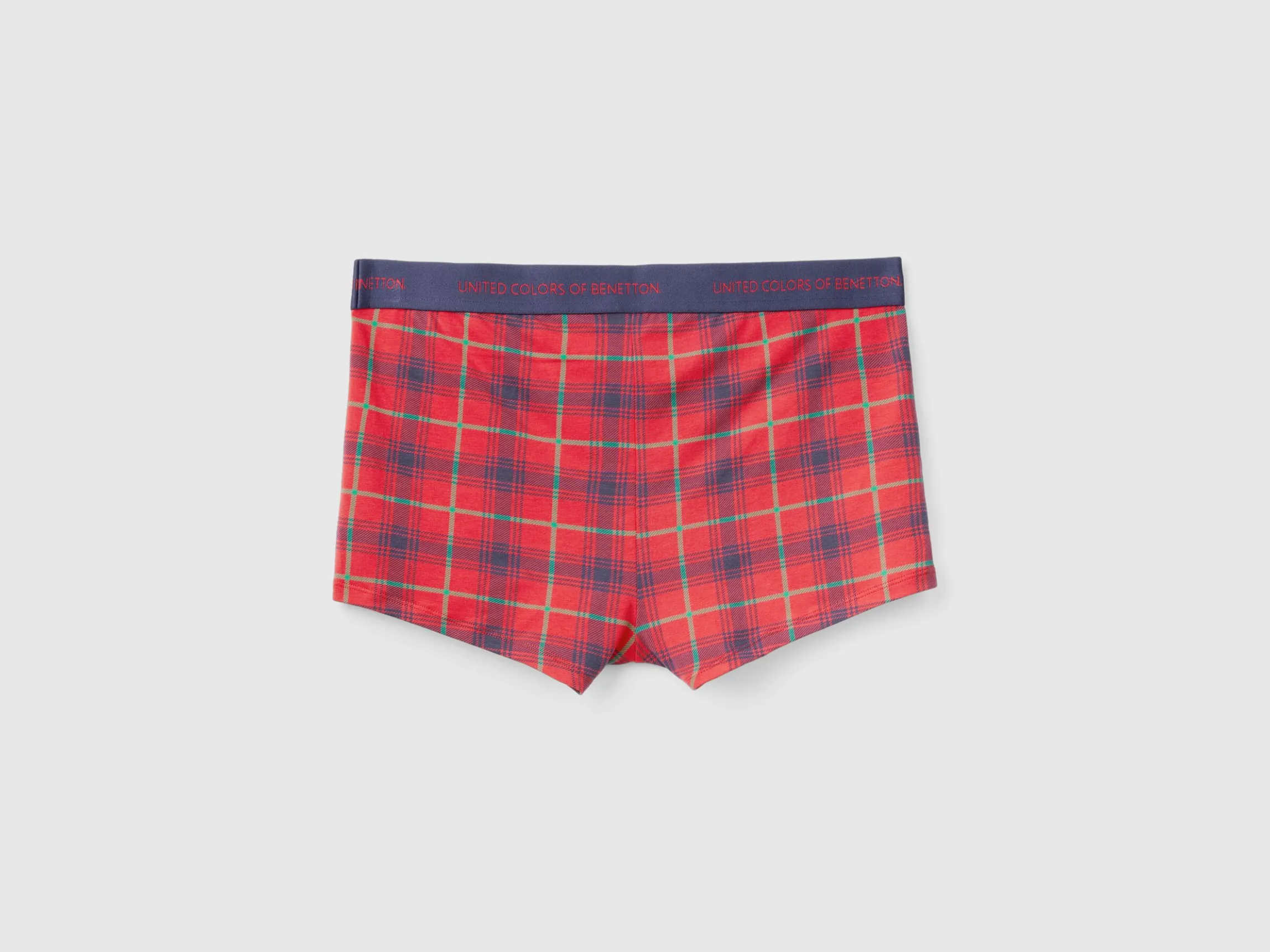 Red and blue tartan boxer shorts