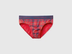 Red and blue tartan briefs