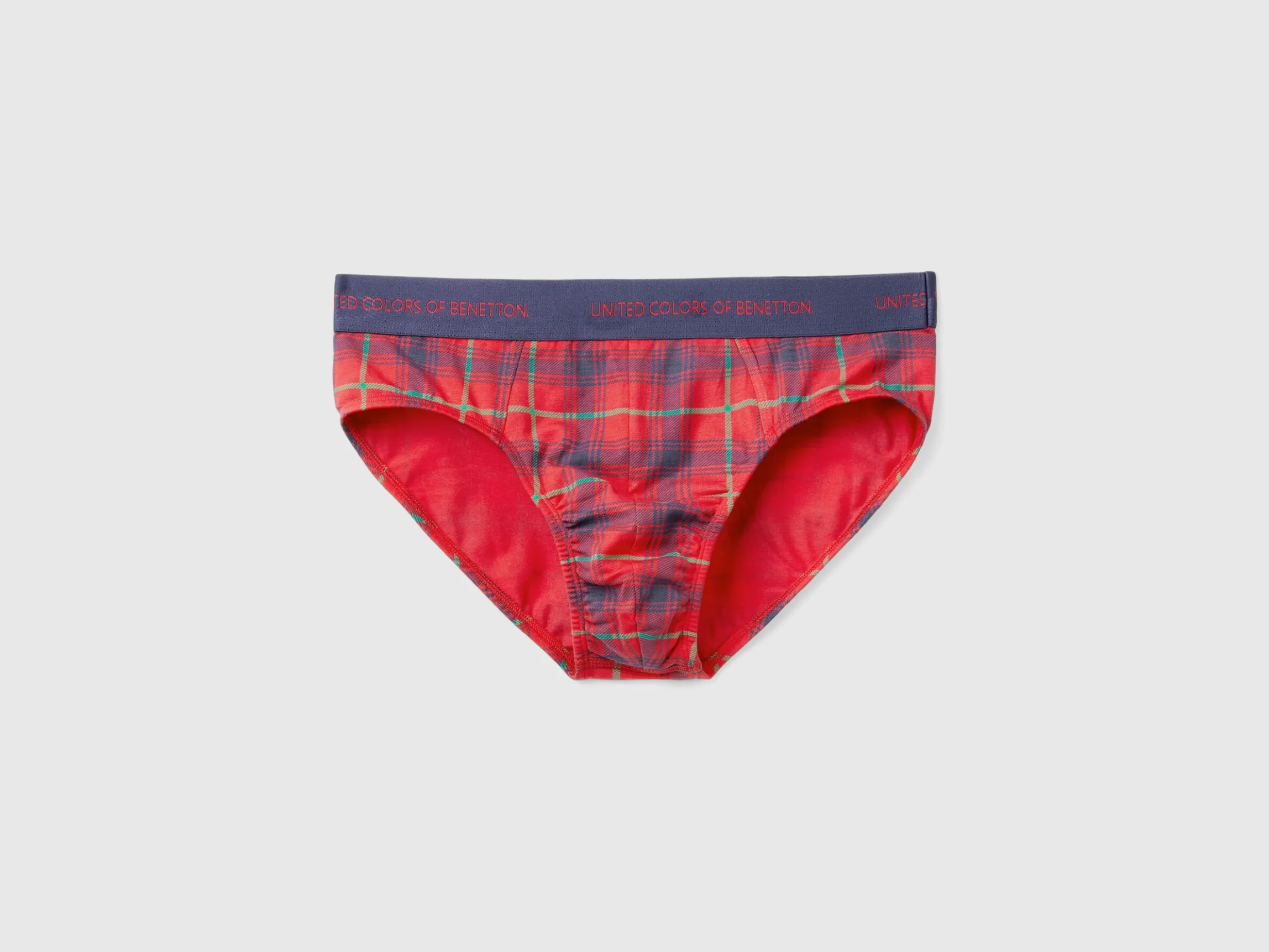 Red and blue tartan briefs