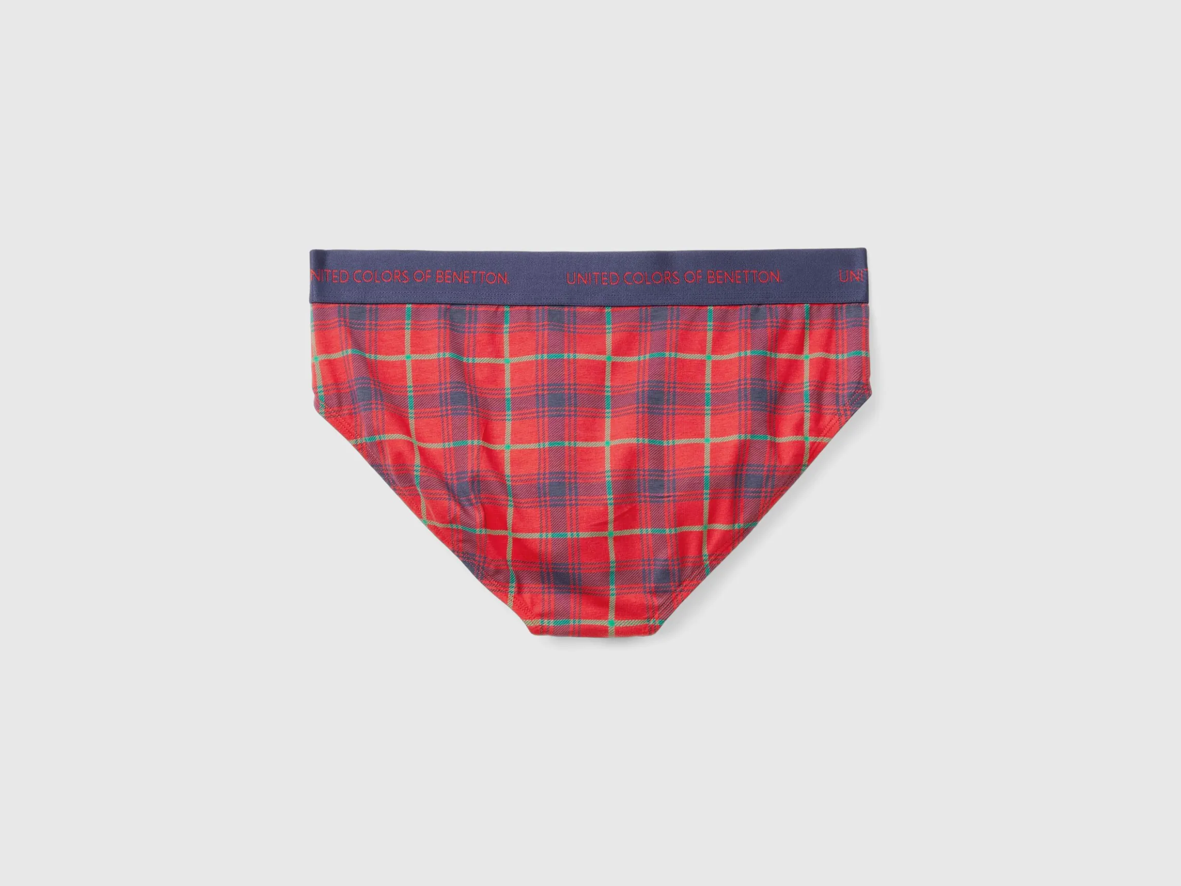 Red and blue tartan briefs