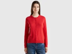 Red cardigan in wool and cashmere blend