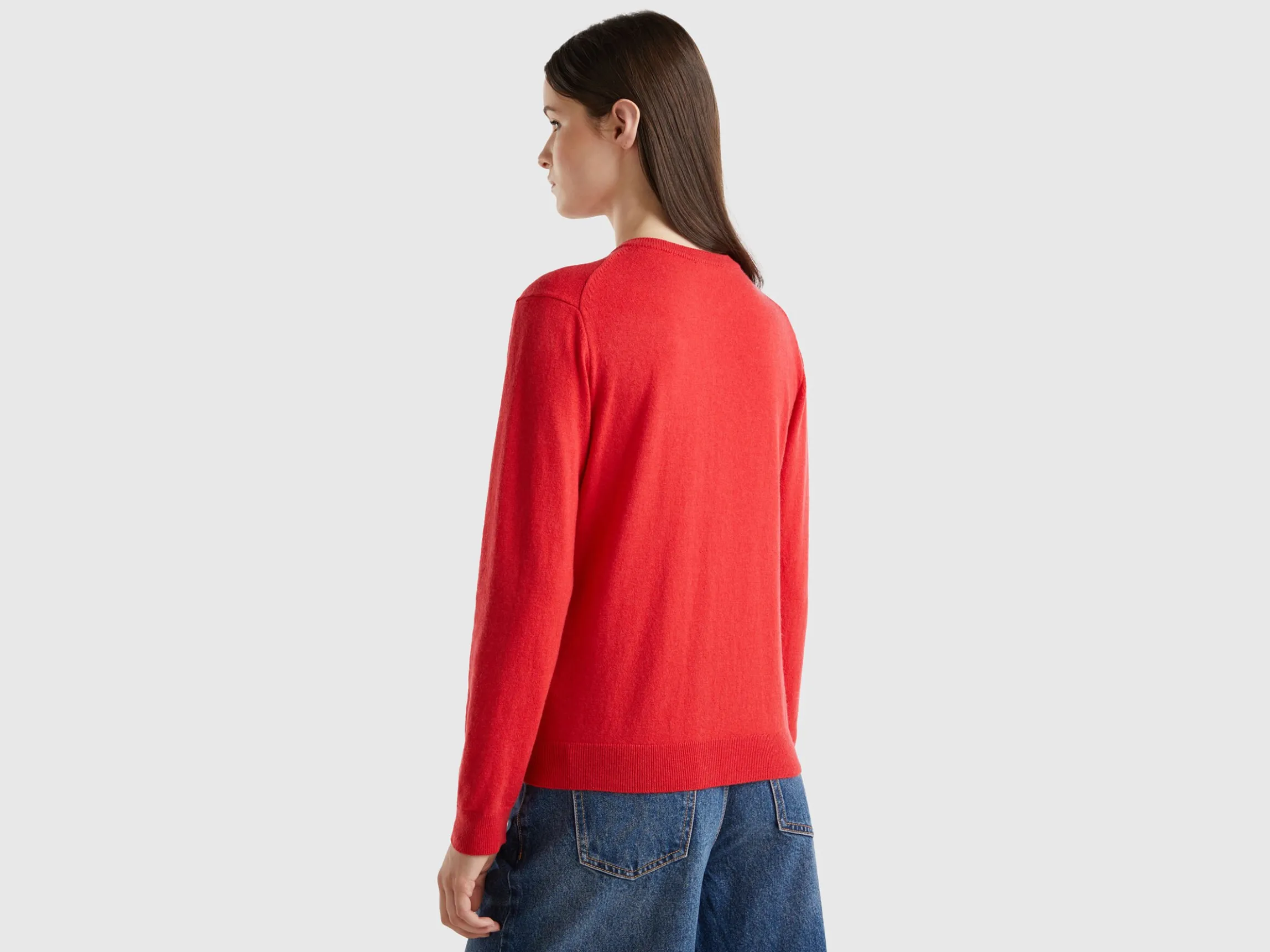 Red cardigan in wool and cashmere blend