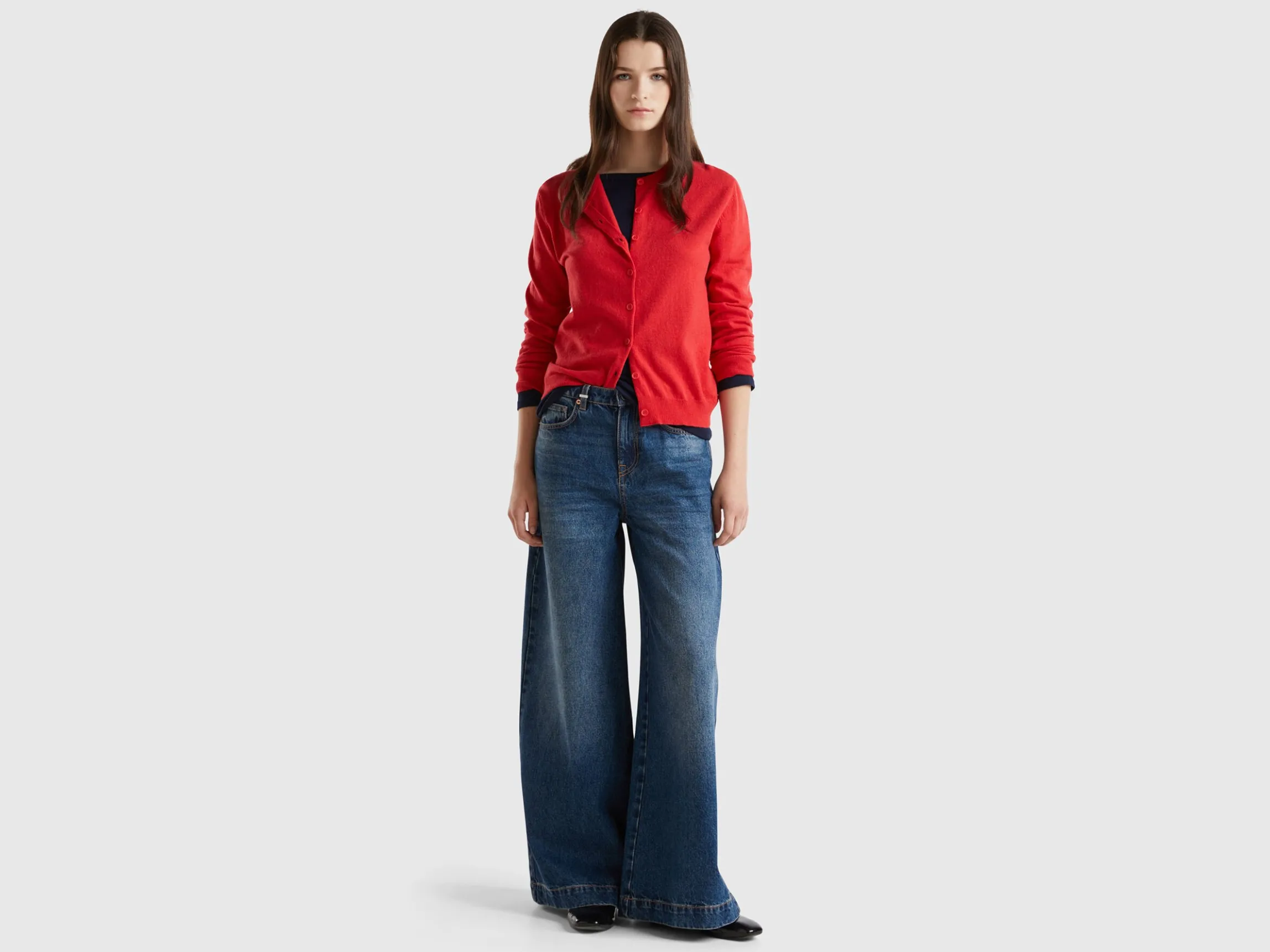 Red cardigan in wool and cashmere blend