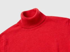 Red short sleeve turtleneck in cashmere blend