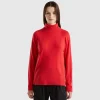 Red turtleneck in wool and cashmere blend