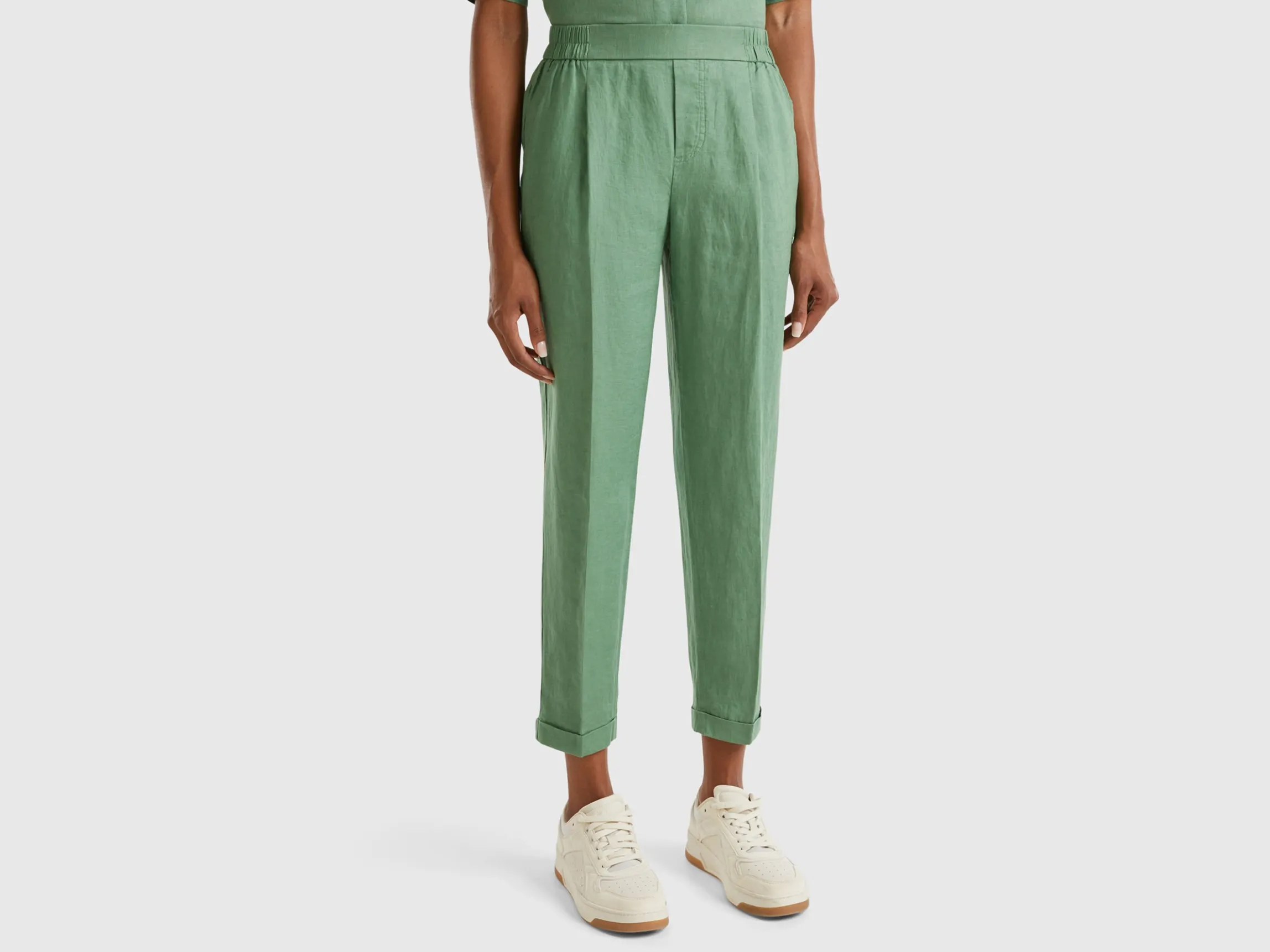 Regular fit pure linen trousers
