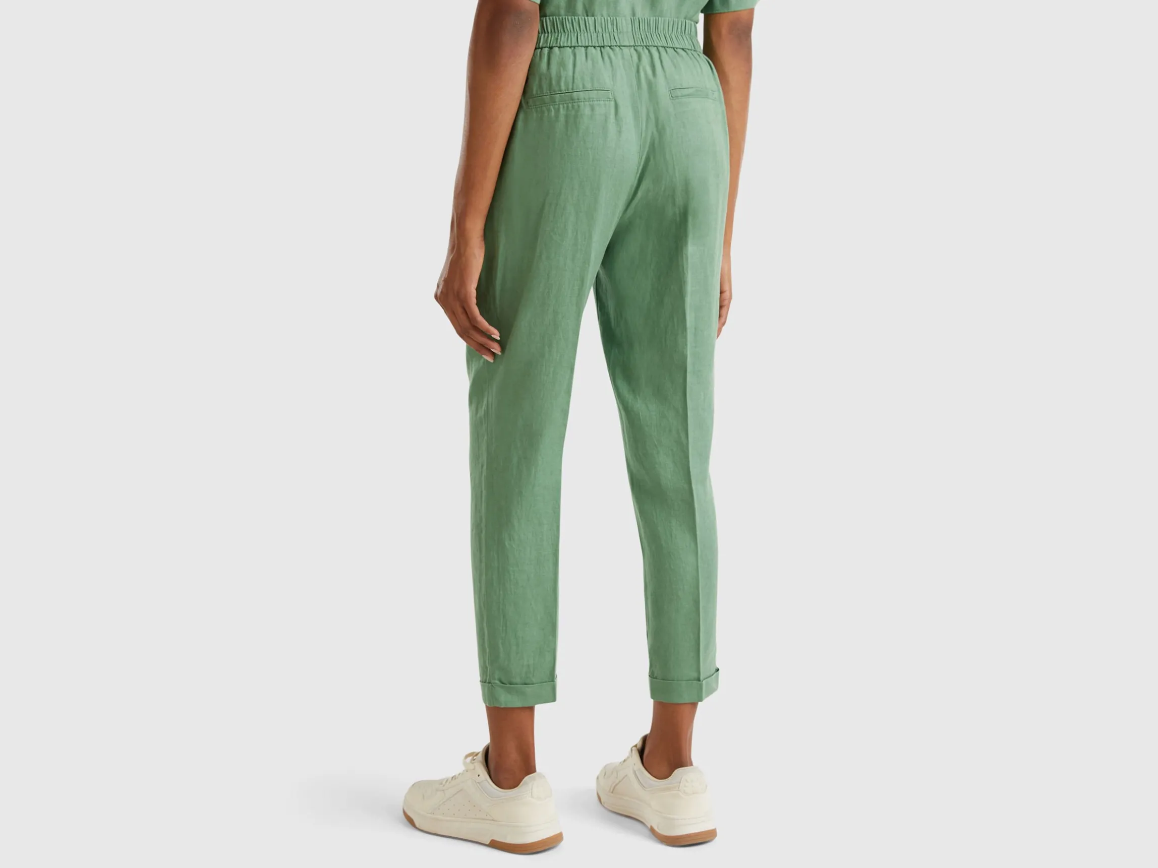 Regular fit pure linen trousers