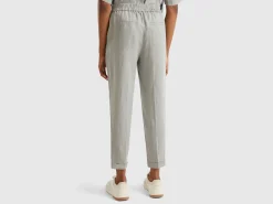 Regular fit pure linen trousers