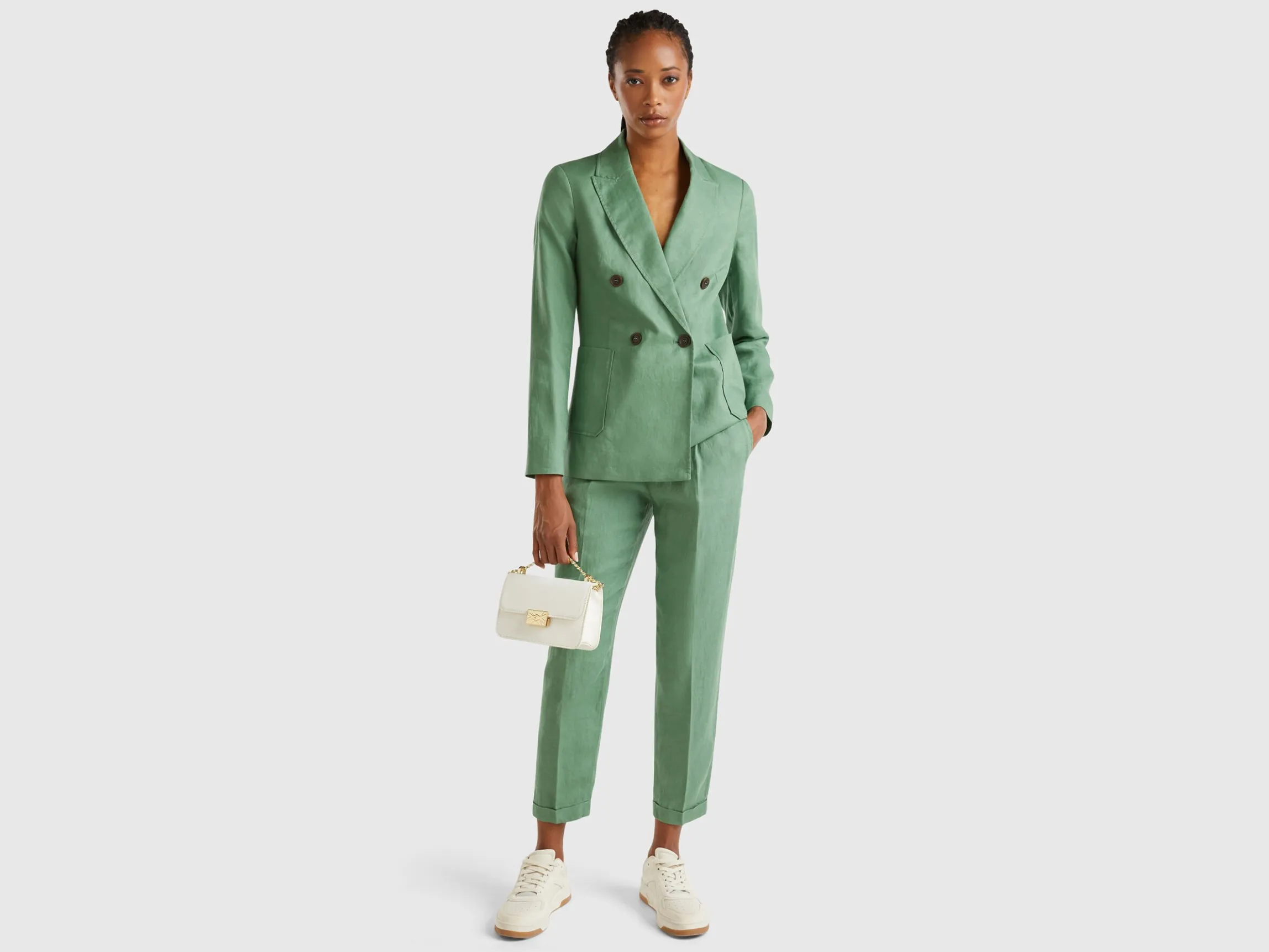 Regular fit pure linen trousers
