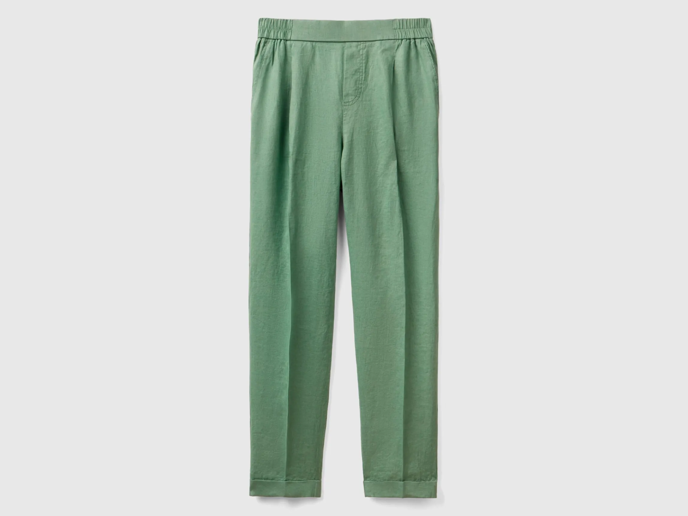 Regular fit pure linen trousers