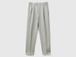 Regular fit pure linen trousers