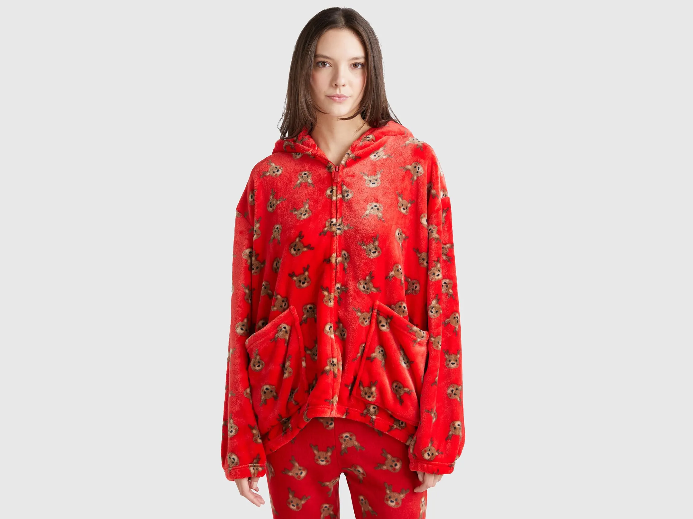 Reindeer dressing gown in faux fur