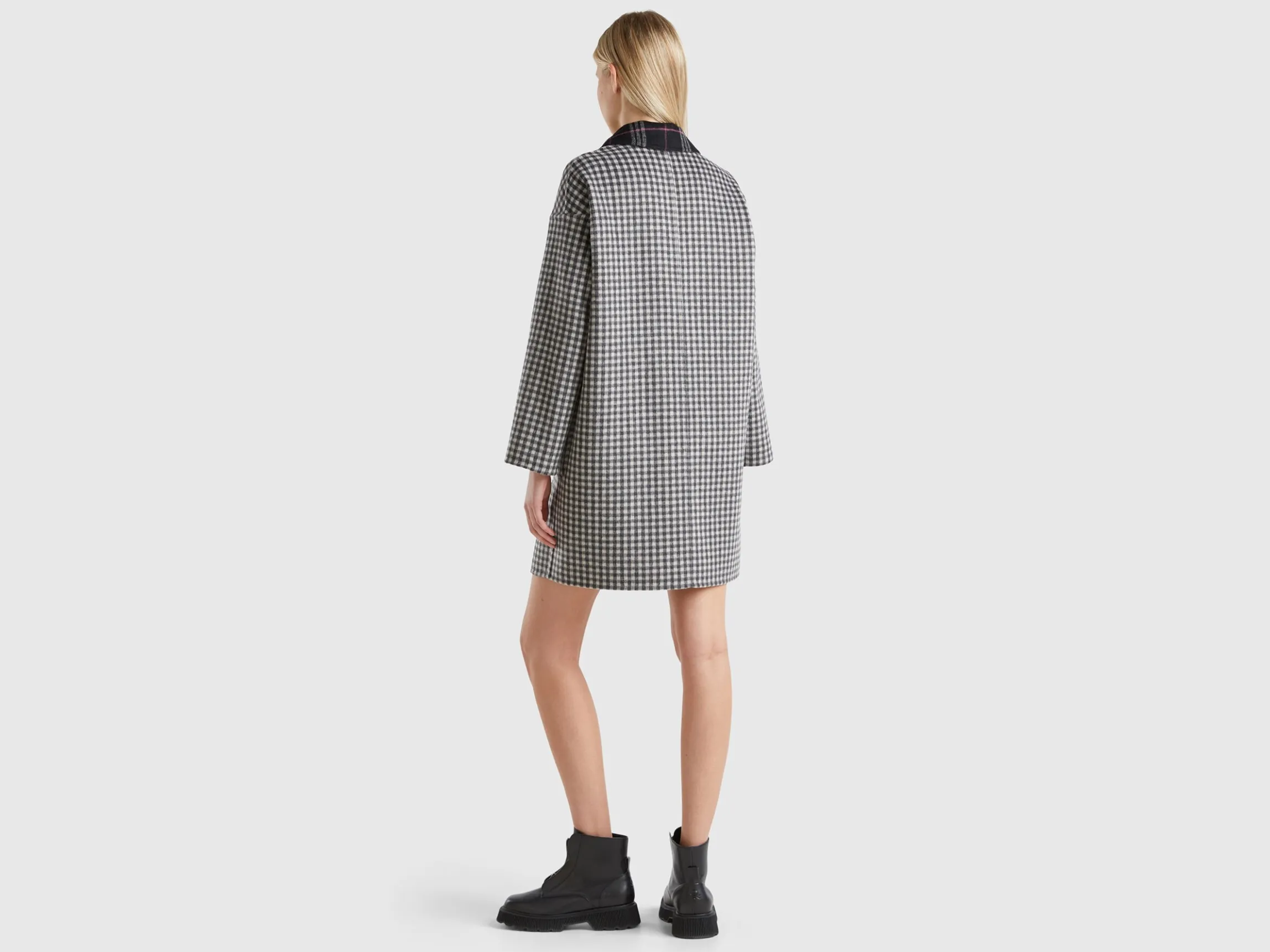 Reversible checked coat