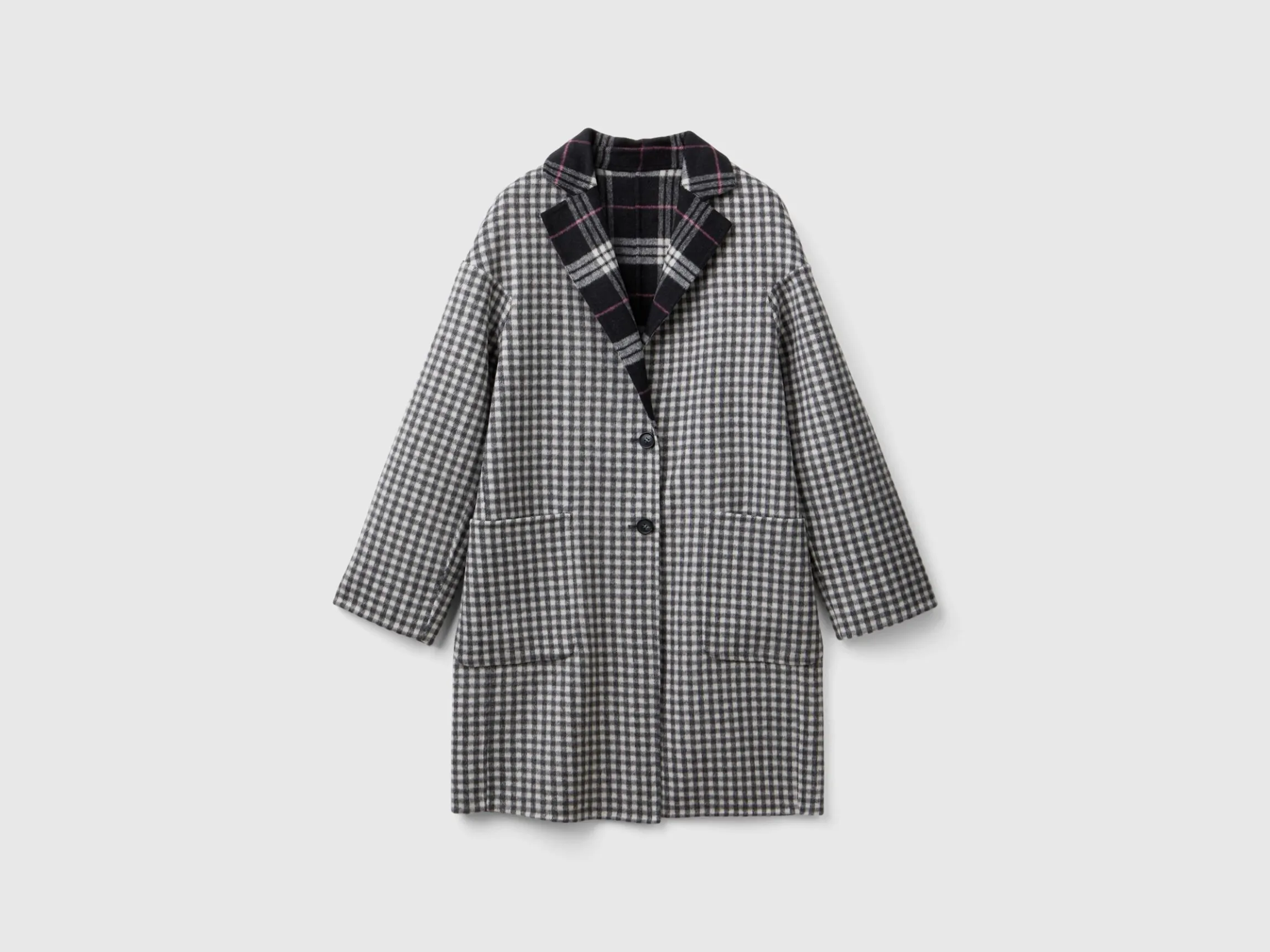 Reversible checked coat