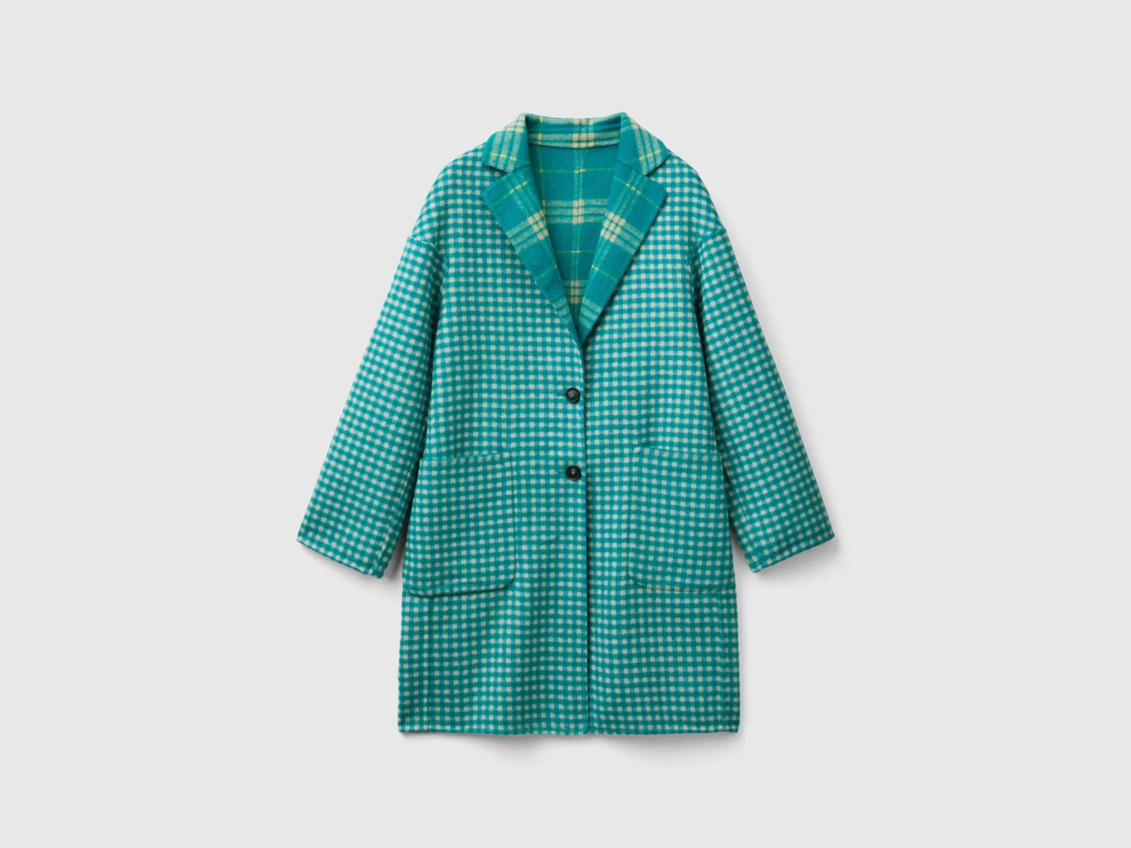 Reversible checked coat