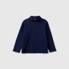 Ribbed knit turtleneck t-shirt