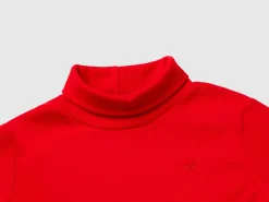 Ribbed knit turtleneck t-shirt