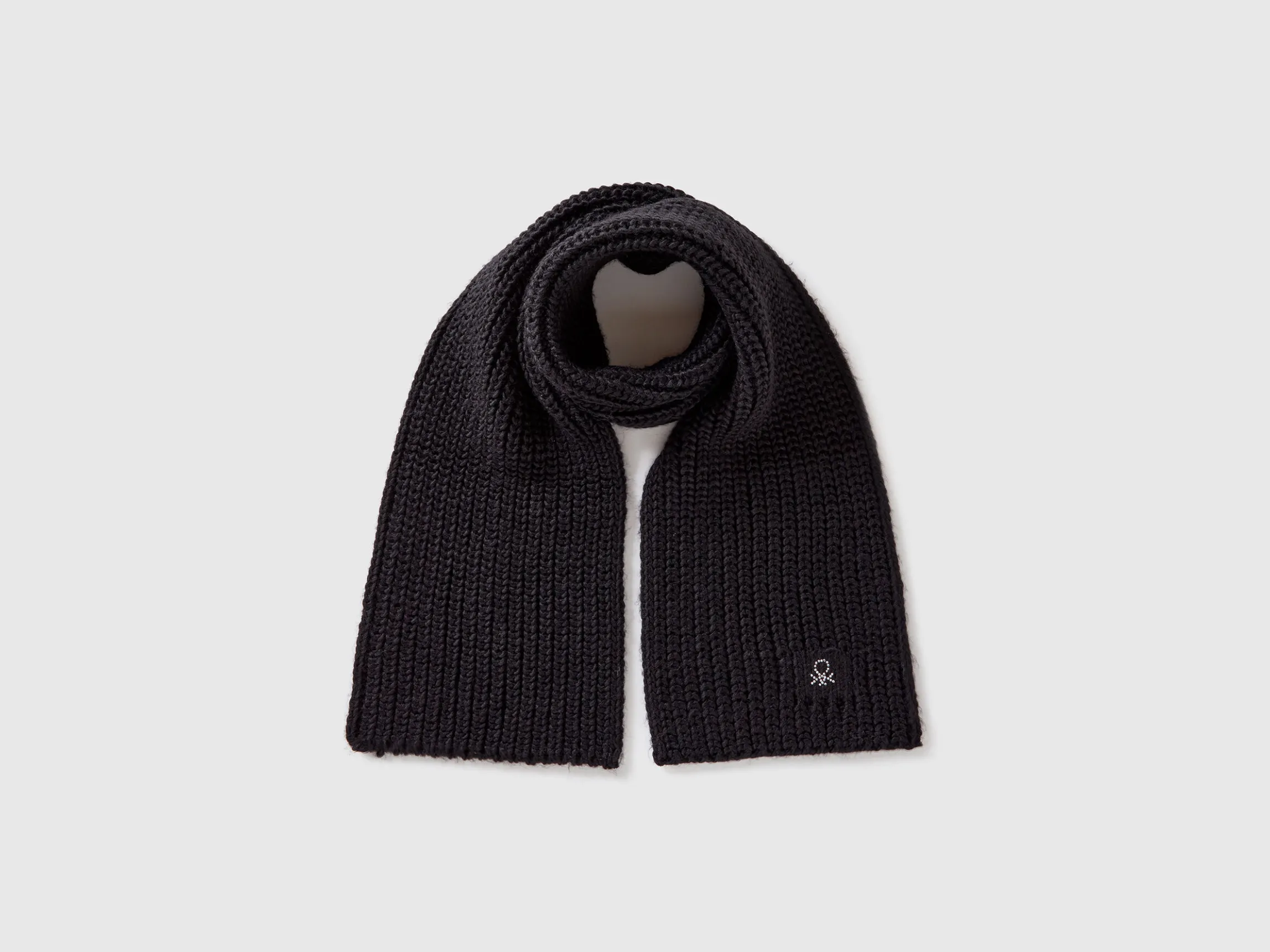 Scarf with rhinestone logo