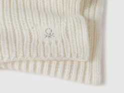 Scarf with rhinestone logo