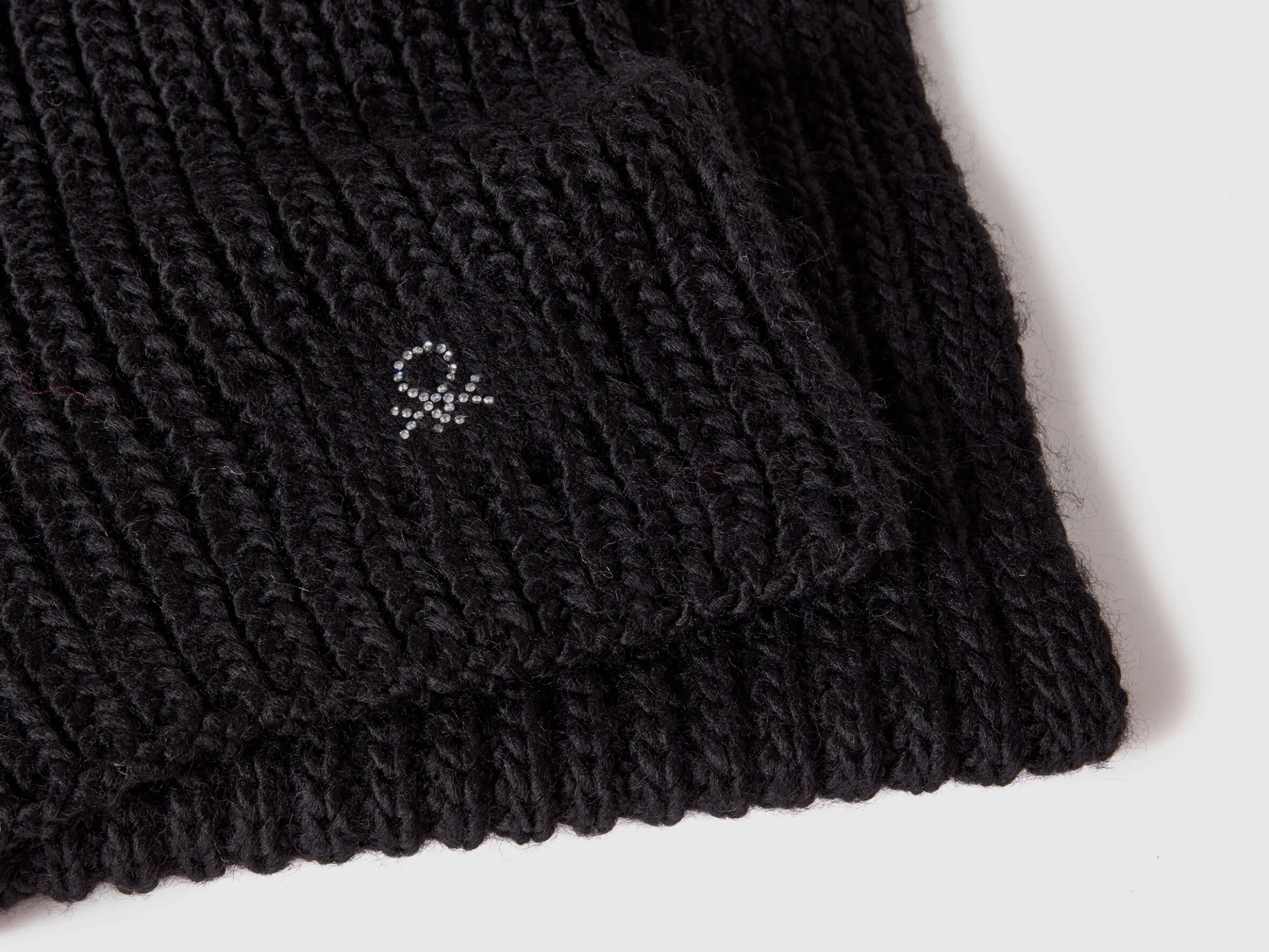 Scarf with rhinestone logo