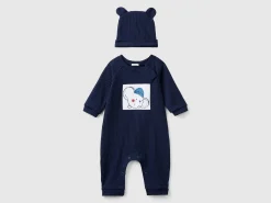 Set of onesie and hat in stretch viscose blend