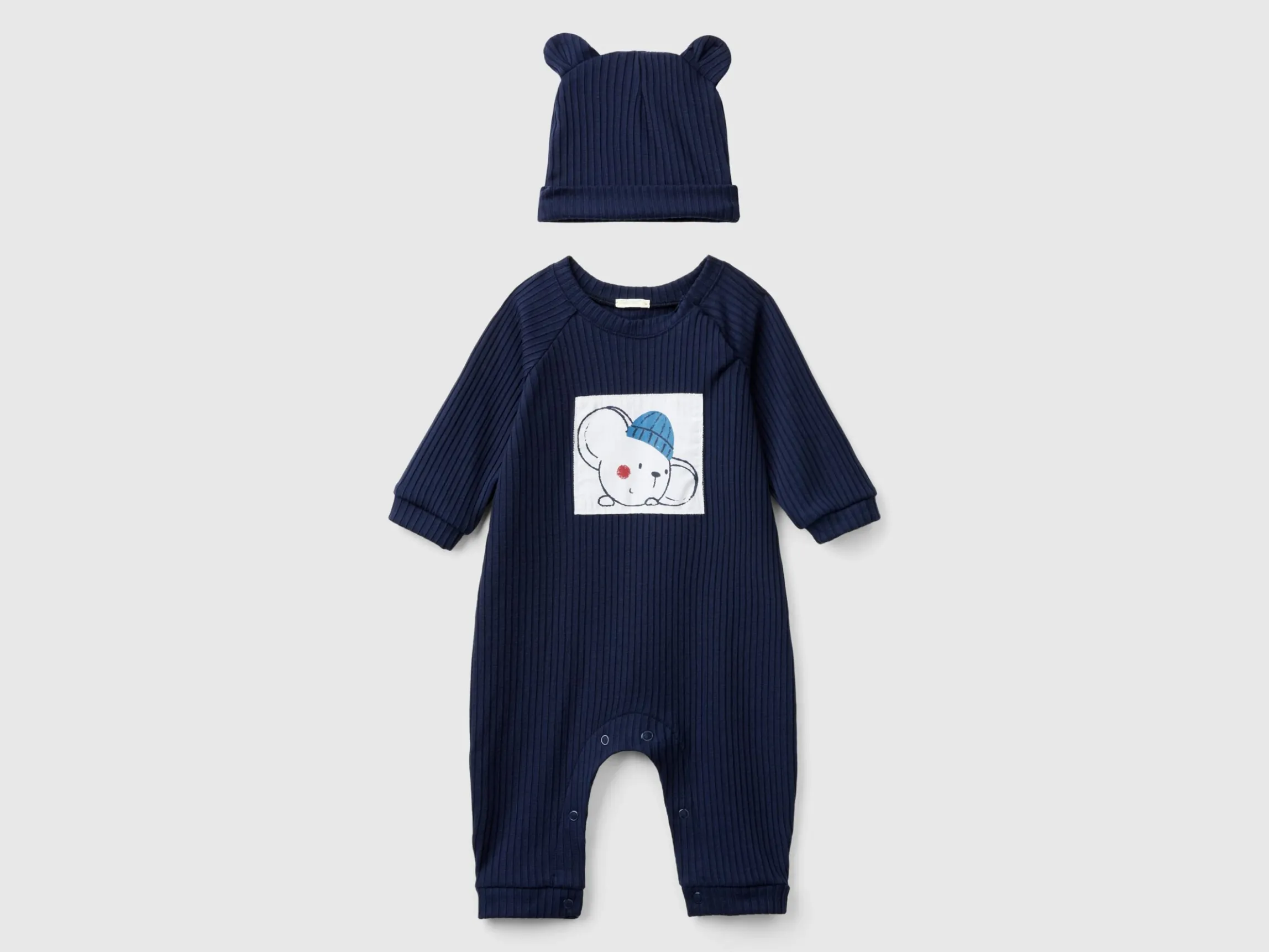 Set of onesie and hat in stretch viscose blend