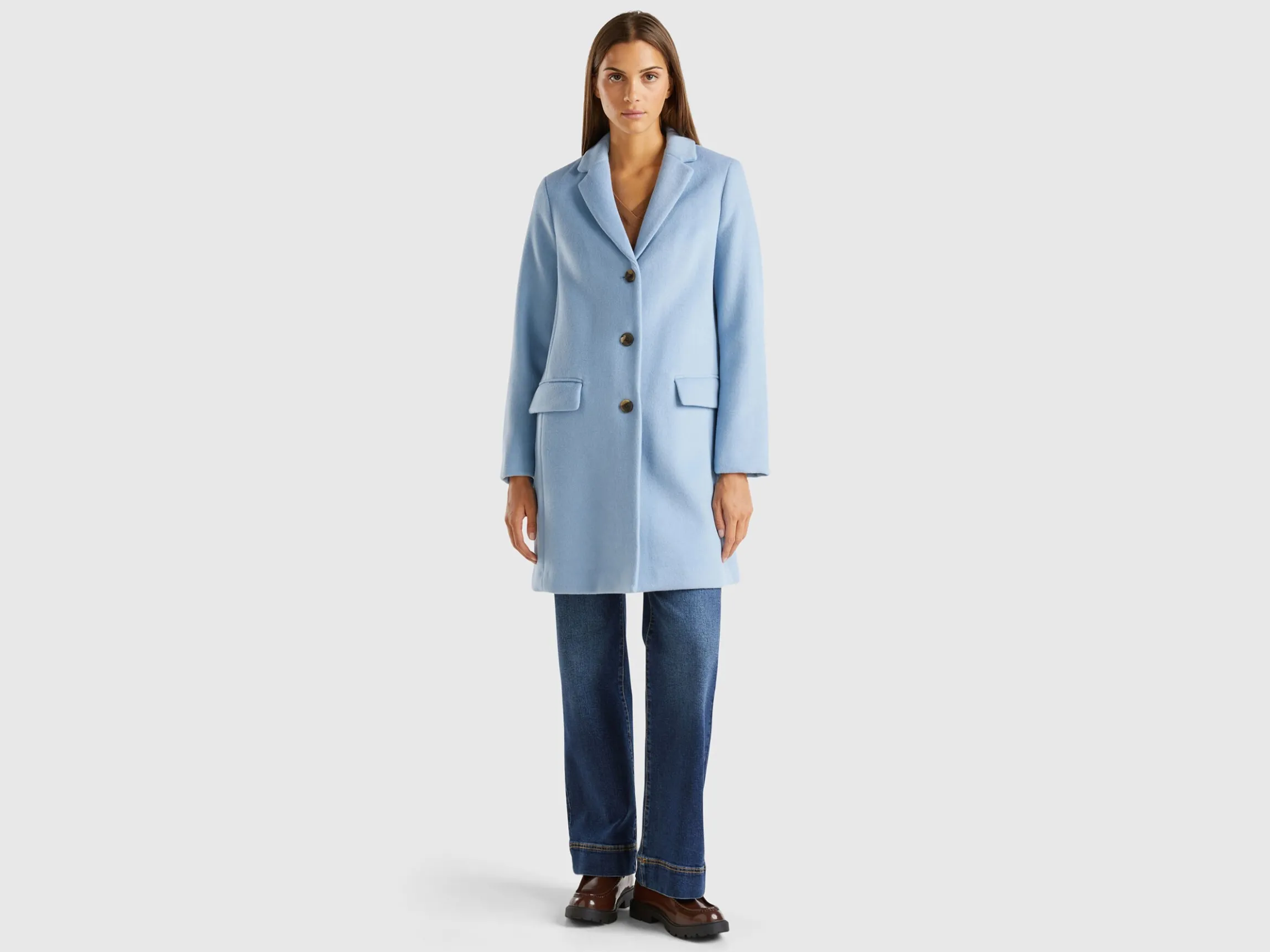Short coat in wool blend cloth