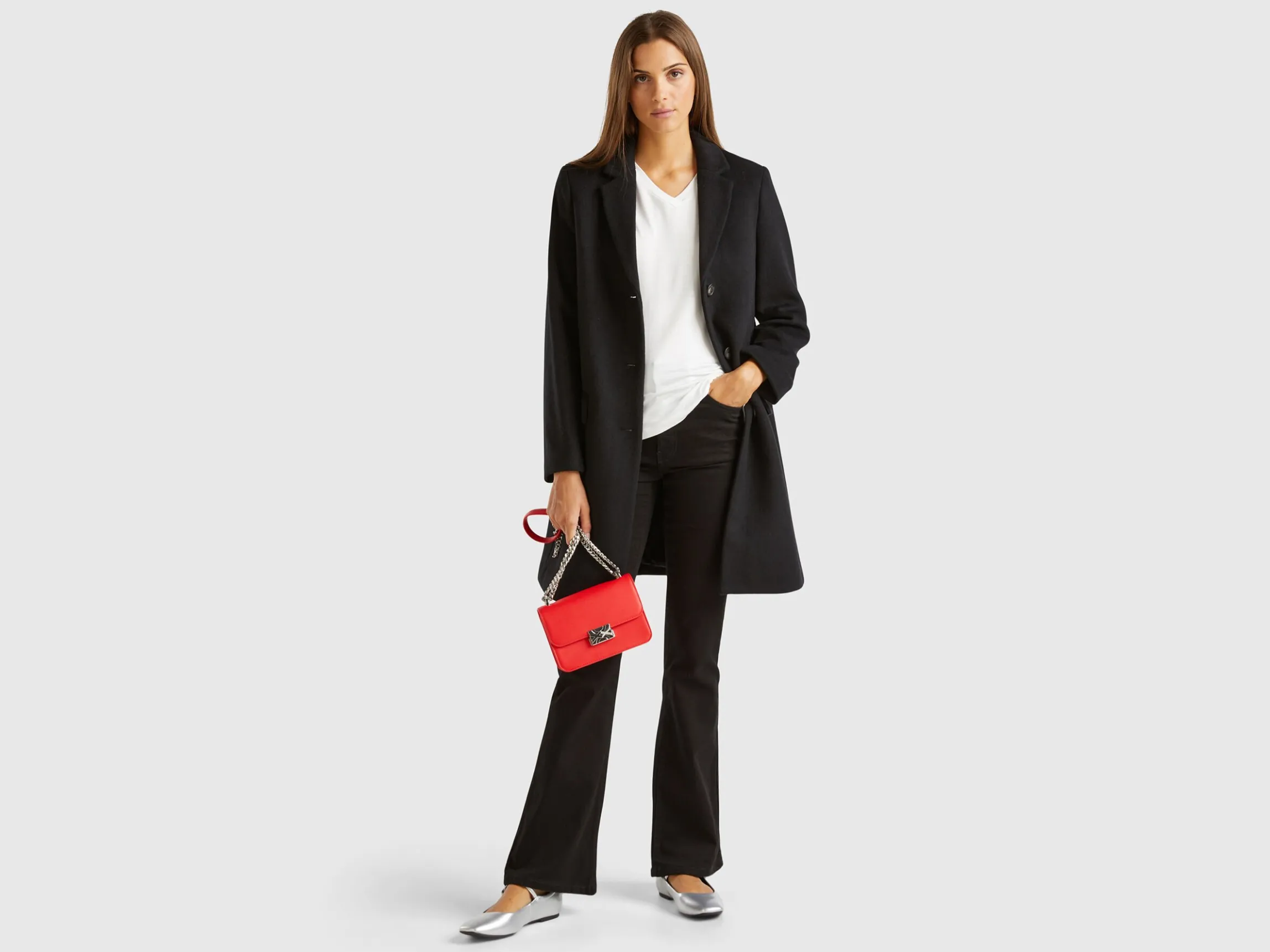 Short coat in wool blend cloth