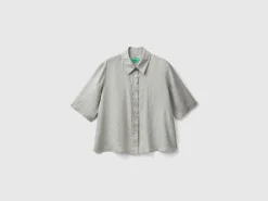 Short shirt in pure linen