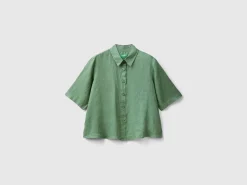 Short shirt in pure linen