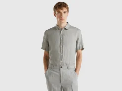 Short sleeve shirt in pure linen