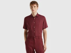 Short sleeve shirt in pure linen