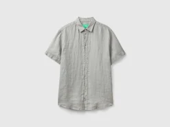Short sleeve shirt in pure linen
