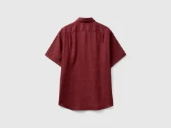Short sleeve shirt in pure linen