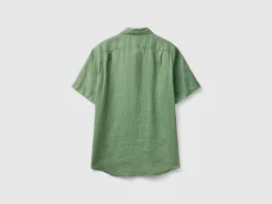 Short sleeve shirt in pure linen