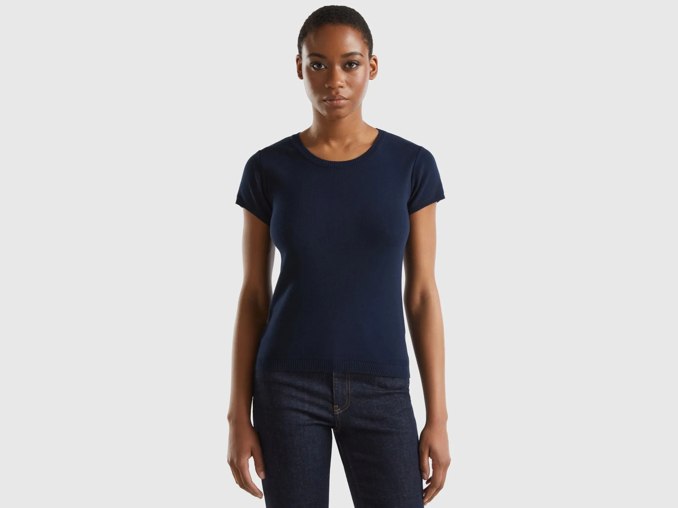 Short sleeve sweater in 100% cotton
