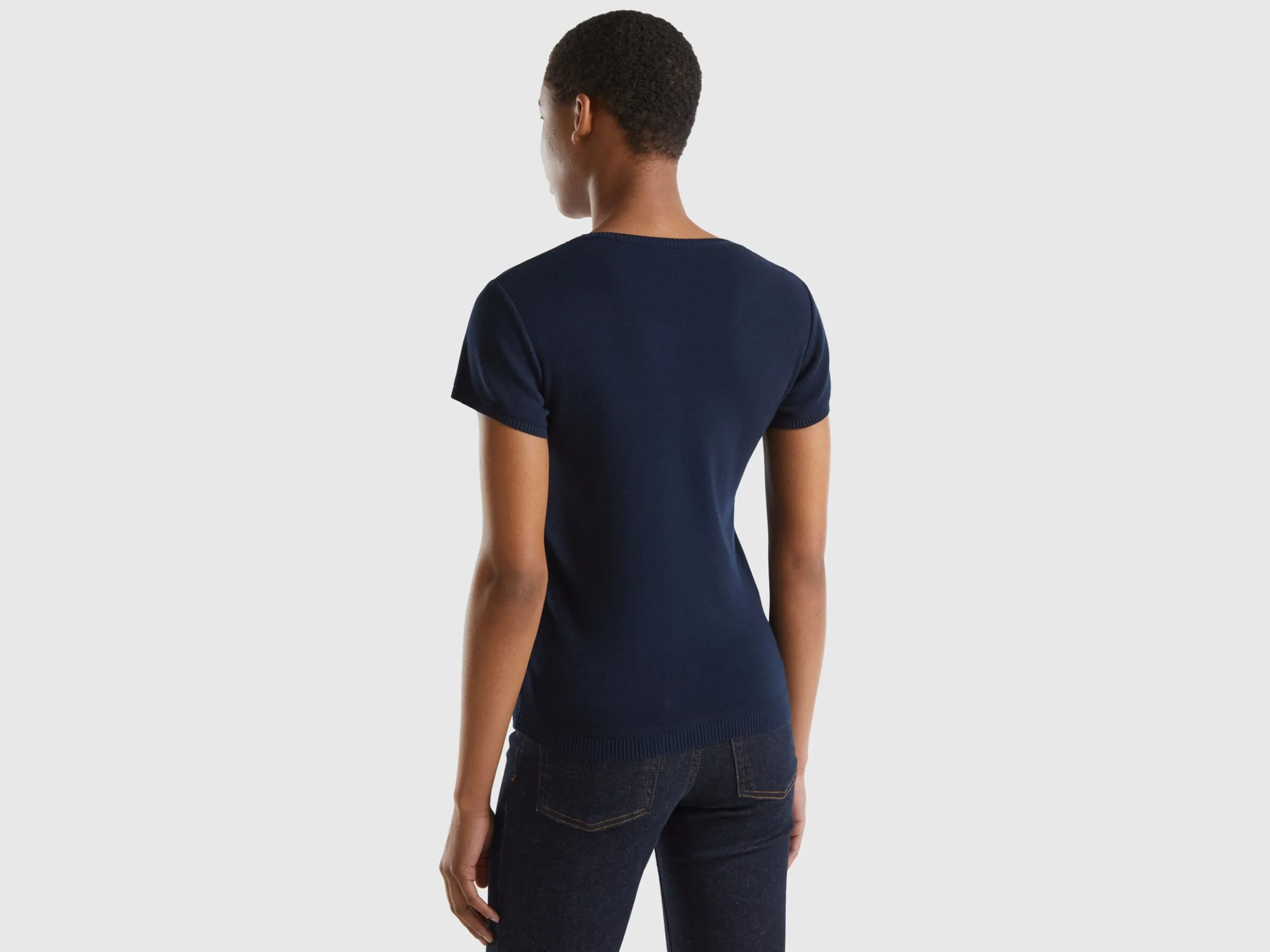 Short sleeve sweater in 100% cotton