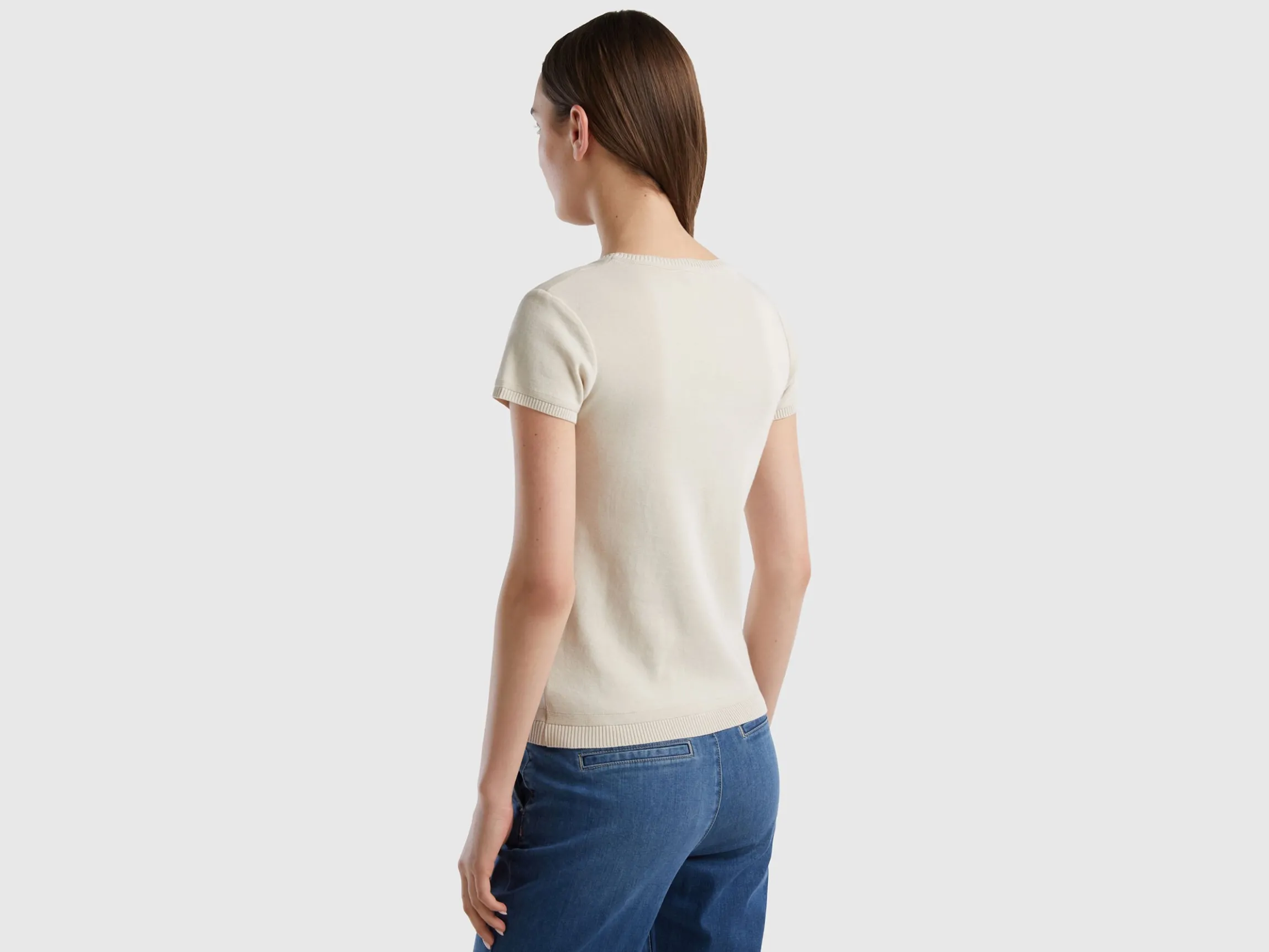 Short sleeve sweater in 100% cotton