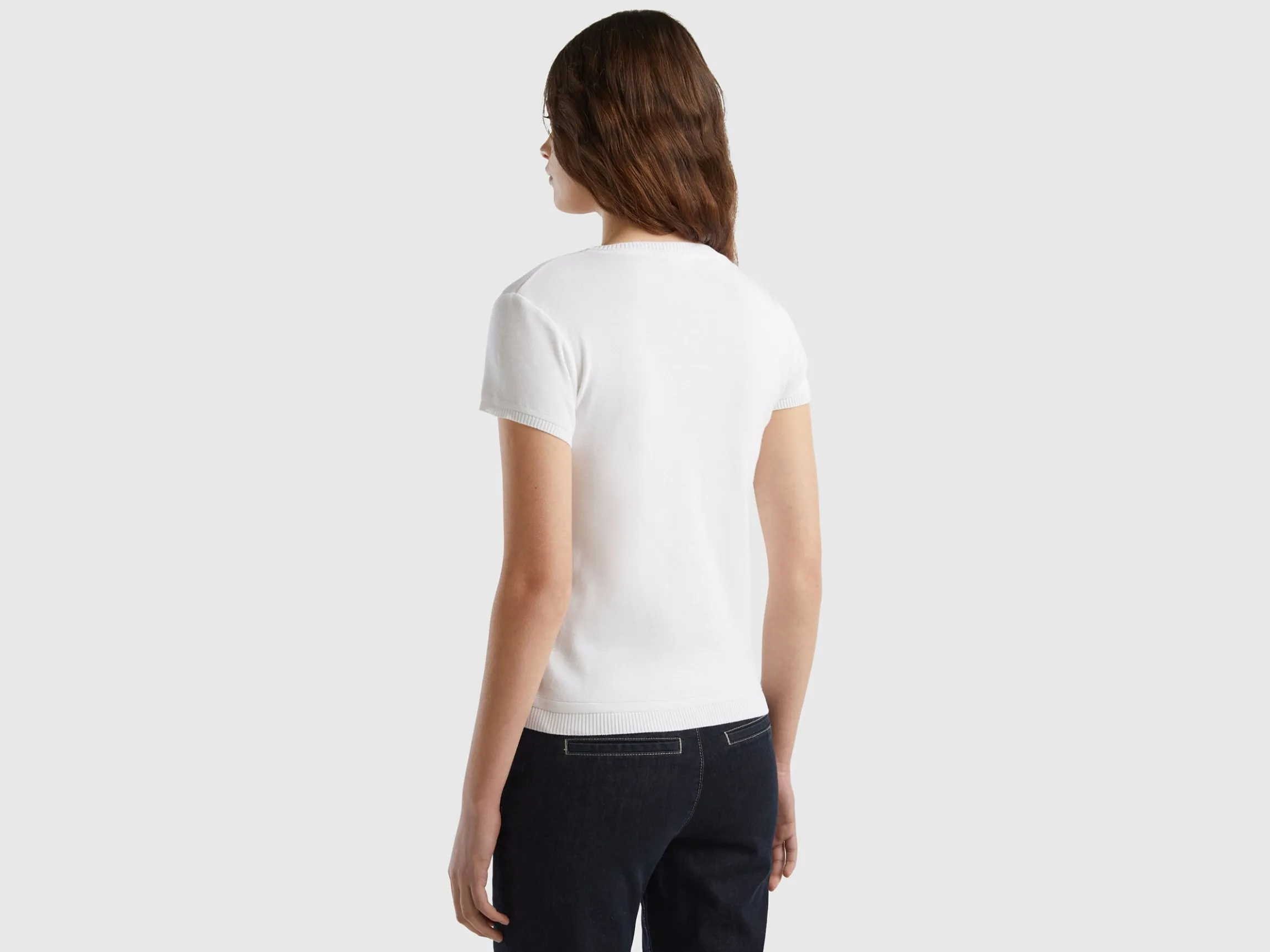 Short sleeve sweater in 100% cotton