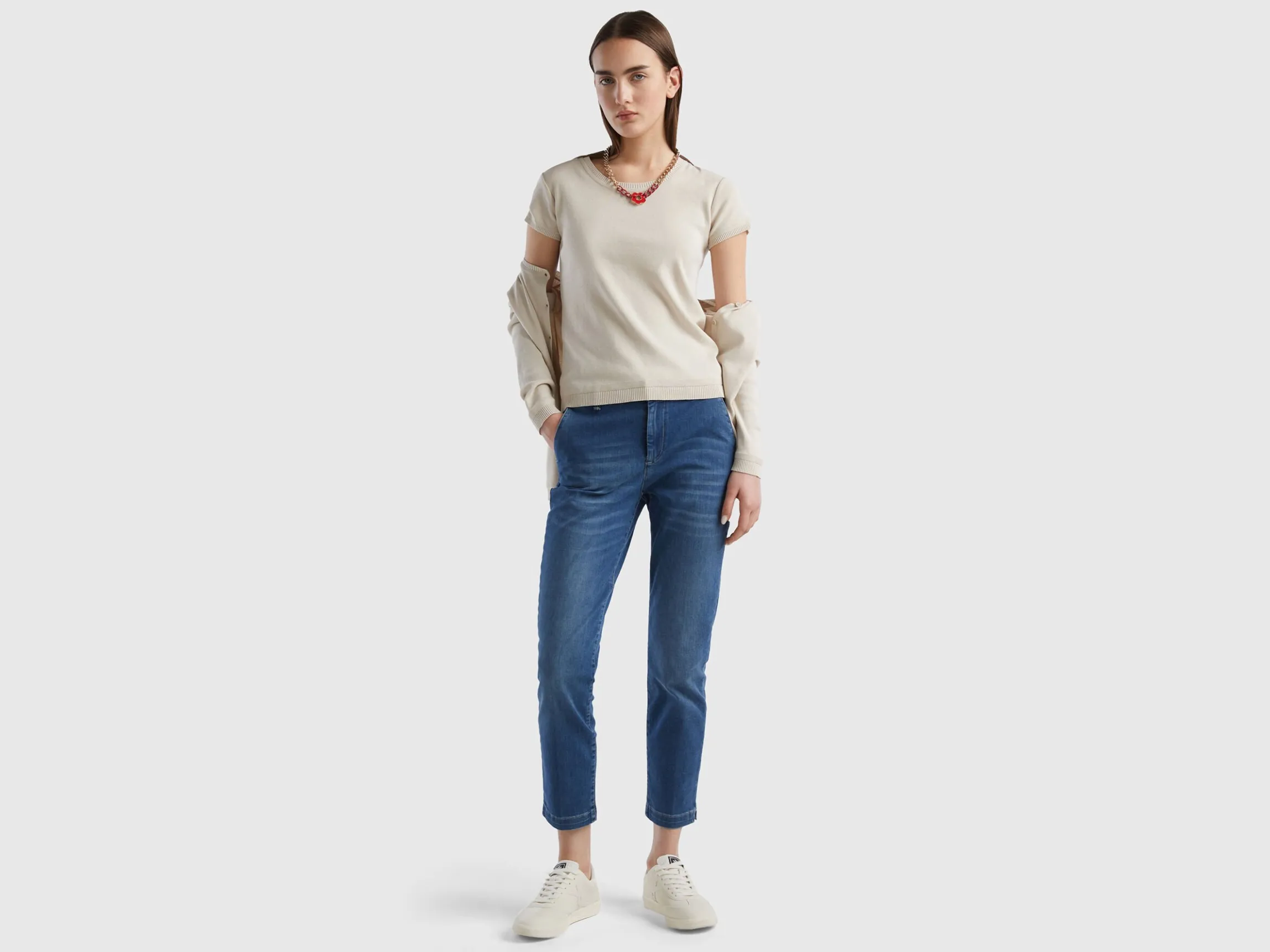 Short sleeve sweater in 100% cotton