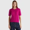 Short sleeve sweater in pure Merino wool