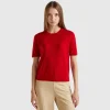 Short sleeve sweater in pure Merino wool