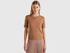 Short sleeve sweater in pure Merino wool
