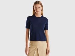 Short sleeve sweater in pure Merino wool