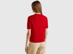 Short sleeve sweater in pure Merino wool