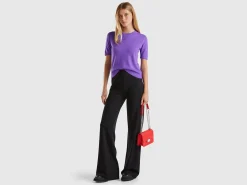 Short sleeve sweater in pure Merino wool